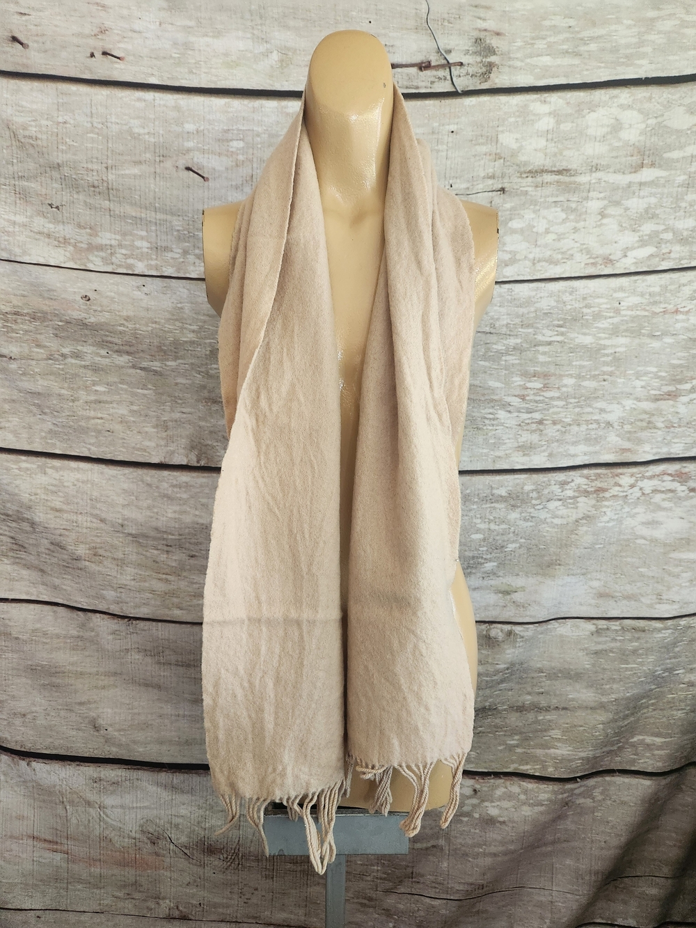 Club Room Beige Fringe Cashmere-Blend Scarf